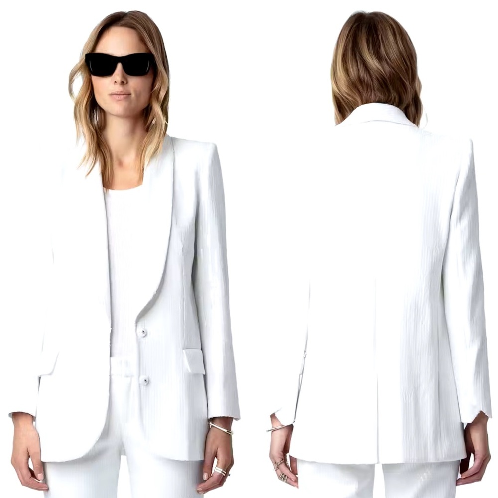 NEW NWT Zadig & Voltaire Vive Sequin Blazer In Judo White Sequins